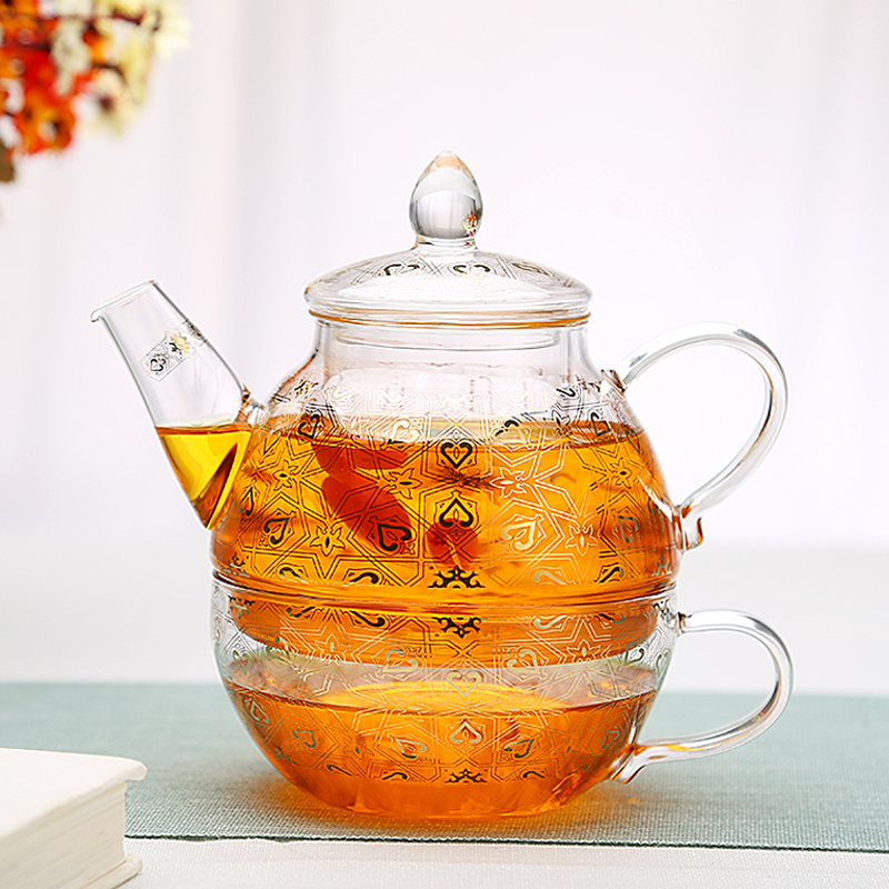 1100ml Glass Teapot with Tea Strainer Removable Tea Filter for Blooming  Loose Tea Leaf Kitchen Home